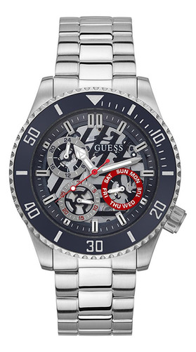 Reloj Multifunción Para Hombre En Tono Plateado Y Azul Marin