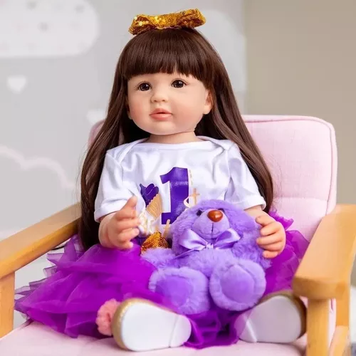 Boneca Bebe Reborn Malkitoys Silicone Morena Bianca 55cm - Malki toys