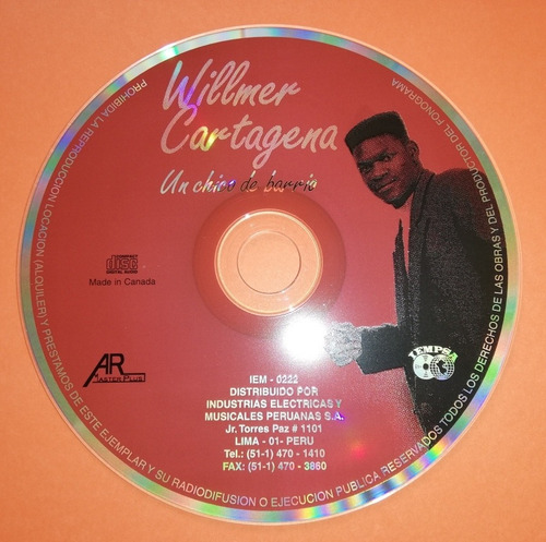 Imagen 2 de 2 de Wilmer Cartagena Chico De Barrio Cd Antonio Willie Rivera