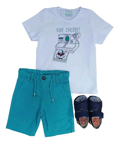 Conjunto Verão Bermuda Camiseta Infantil Menino Roupa Malwee