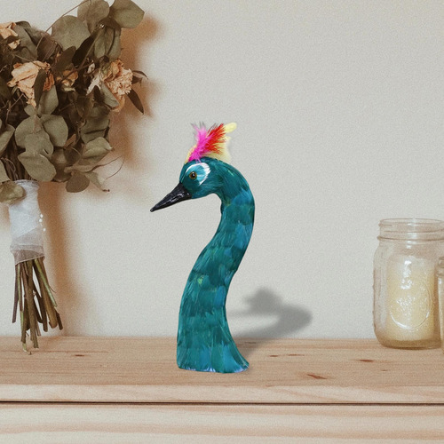 Estatua De Pavo Real De Plumas, Modelo De Cabeza De Verde