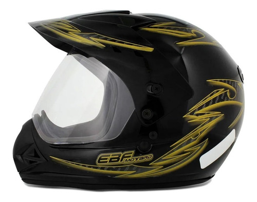 Capacete Esportivo Marca Ebf Motard Street Cross Dourado