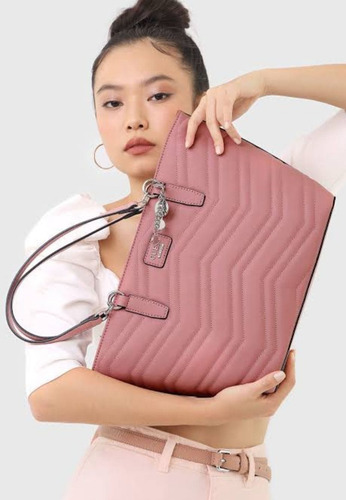 Bolsa Guess Tipo Tote Rosa Modelo Scally