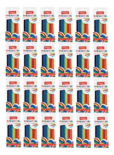 24 Cajas De Lapices Simball Innovation Largos X 12 Colores