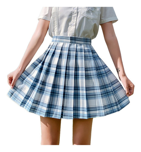 Falda Escolar A Cuadros F Para Mujer A84, Uniforme Plisada,