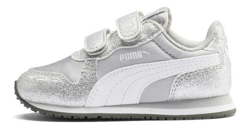 Zapatilla Puma Cabana Racer Glitz V Inf Gris Niña