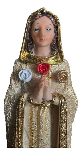 Escultura Rosa Mistica 20 Cm Porcelana Ojo Pintado Blanco