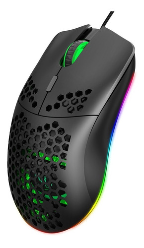 Mouse Gamer Óptico Rgb Programable 6d Botones Usb Plug Color Negro