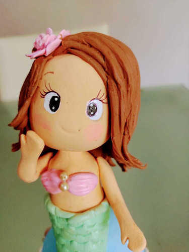Sirenita Porcelana Fria Souvenirs Adorno De Torta