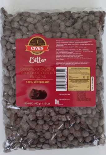 Cobertura De Chocolate Bitter De 5 Kg En Gotas Civen