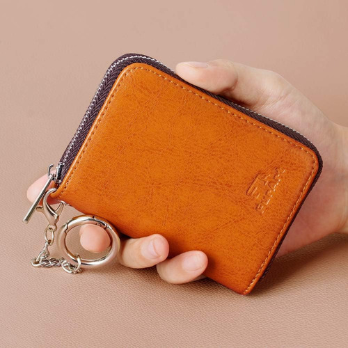 Cartera Con Cremallera Furart Con Bloqueo Rfid, Brown