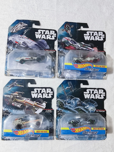 Lote 4 Carritos Hotwheels Star Wars Carships, Great For Trac