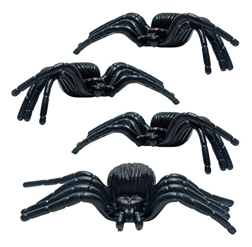 8 Aranhas Pegadinha Susto Borracha Realista Premium Cor Preta