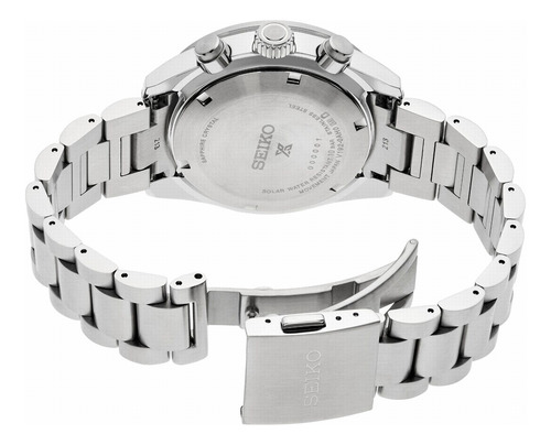 Reloj Seiko Ssc947p1 Hombre Acero Sumergible Malla Plateado Bisel Azul/rojo Fondo Dorado