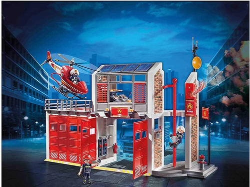 Playmobil Cuartel Bomberos Helicóptero Sonido Alarma 9462 Cuartel Bomberos
