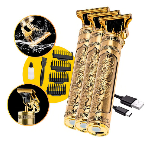 Kit 3 Maquininhas Barbeadores Cabelos Clipper Elétrico