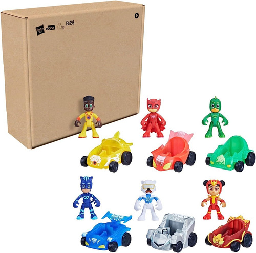 Pj Masks Set 6 Figuras Y 6 Vehiculos Power Heroes Racer
