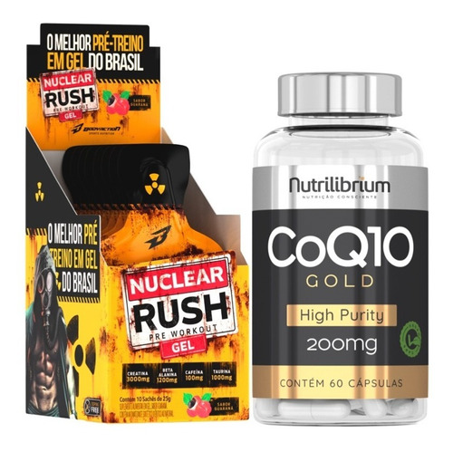 Pré Treino Em Gel Nuclear Rush + Coenzima Q10 60 Cápsulas Sabor Guaraná com Açaí