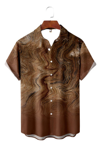 Camisa Hawaiana Unisex De Color Café Degradado, Camisa De Pl