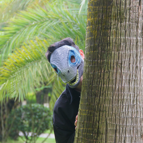 Máscara De Dinosaurio Tiranosaurio Rex Mandíbula Móvil Azul Color Nombre Del Diseño