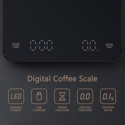 Báscula De Café Digital Con Temporizador, Led, 5 Kg Como Máx