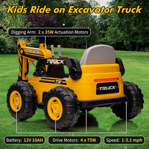 Excavadora Para Niños De 12 V, Control Remoto Eléctrico Con
