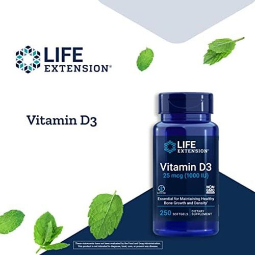 Life Extension Vitamina D3 1000 Ui 2x250 Cápsulas Blandas