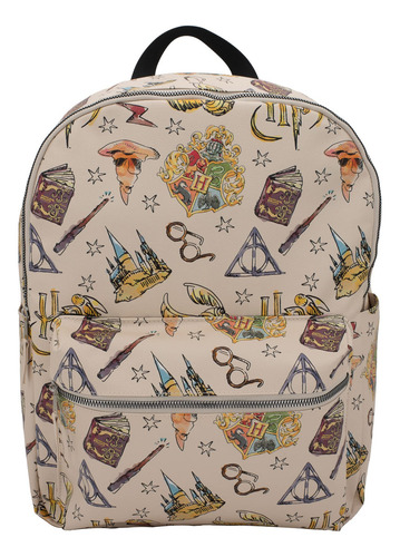 Mochila De Piel Vegana Crema Harry Potter 16 Pulgadas