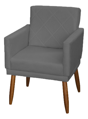 Kit 3 Poltronas Decorativas Para Recepção Consultório Cores Cor Cinza Desenho Do Tecido Suede Liso