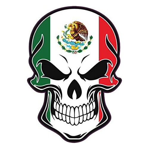 Pegatina De Vinilo Bandera De México Y Calavera, Pegat...