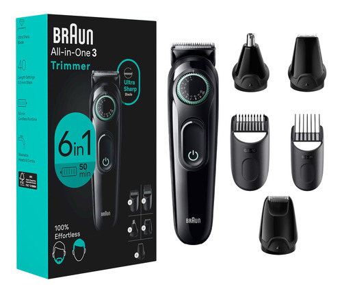 Braun Kit De Estilo Todo En Serie 3 , Recortadora 6 En . Color Negro