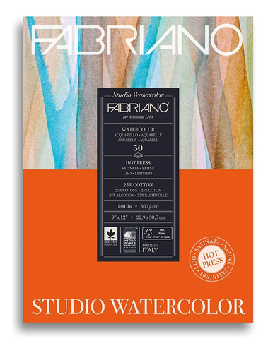 Fabriano Studio - Bloc De Acuarela, Prensa Caliente, 9 X 12