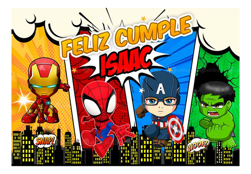  Panel Fiesta Super Héroes - Lona Fiesta Avengers 200 X 150