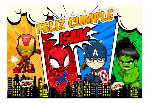 Panel Fiesta Super Héroes - Lona Fiesta Avengers 200 X 150 Super Heroes