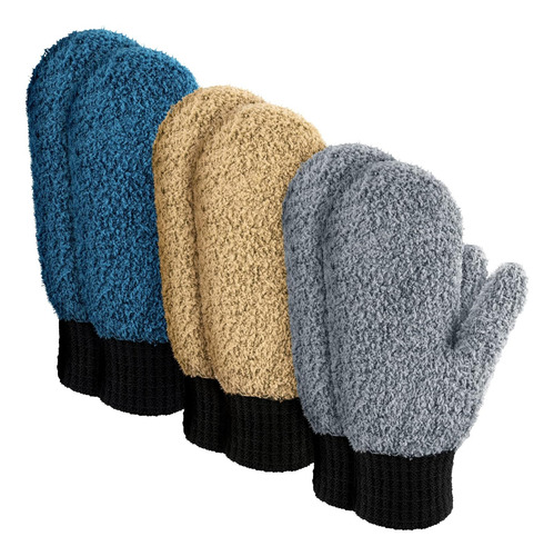 Guantes Microfibra Para El Polvo Con Pulgar, 3 Pares Azul Os