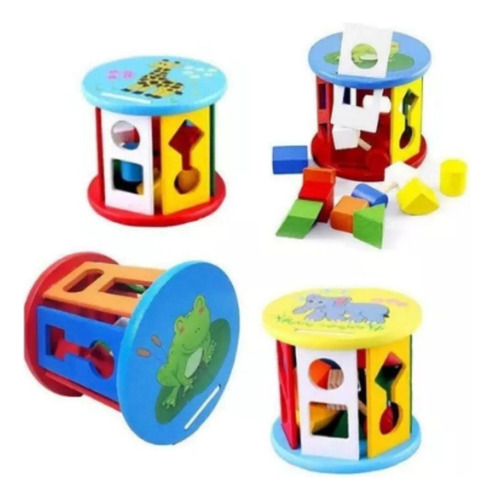 Encaje De Figuras Geométrica Forma Cilindro Juego Didáctico