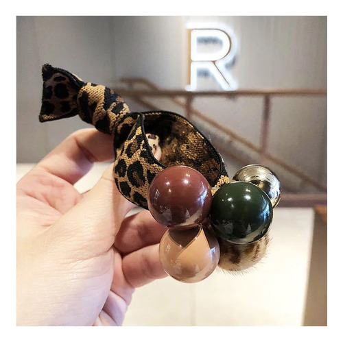 Adornos De Pelo De Felpa Para Mujer Con Perlas Y Estampado D