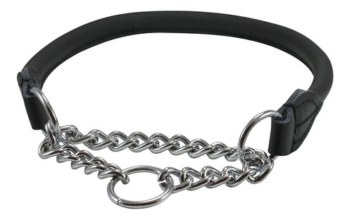 Rolled Piel Autentica Martingala Dog Collar Gargantilla Neg