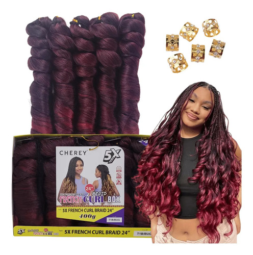 Cabelo French Curl 400g Fibra Premium Gypsy Braids Fulani #t1b/bug