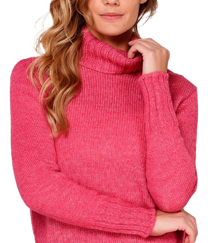 Sweater Polera Clásica Tejida Para Mujer De Lana