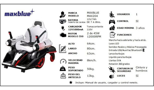 Silla Lanza Burbujas Montable Eléctrico. Blanco