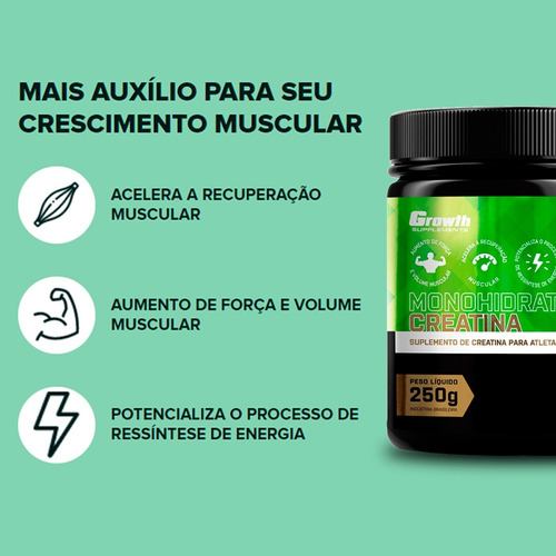 Kit 2 Creatinas Monohidratada Growth Supplements 250gr Cada