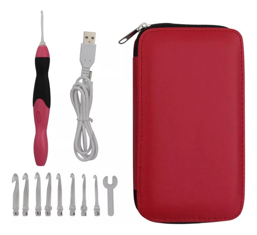 & Agujas De Crochet Con Luz Led Usb 9 En 1 For Manualidades