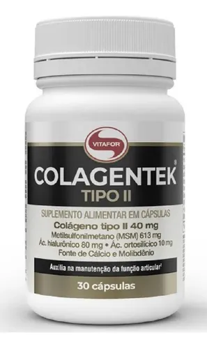 comprar Colagentek Colágeno Tipo II 30 Cápsulas Msm Ácido Hialurônico Vitafor