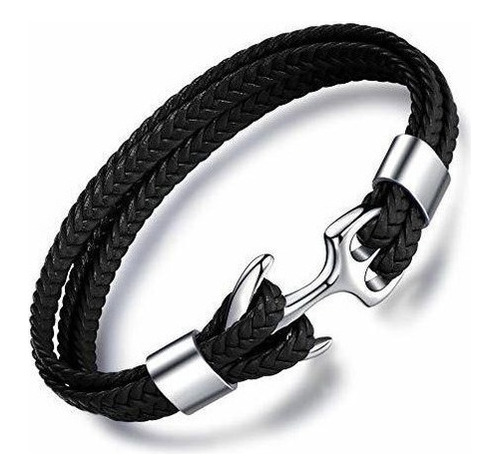 Pulsera De Cuero De Ancla Vintage Miclee Para Hombre Pulsera