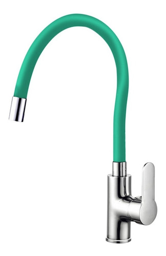 Grifo de Cocina Monocomando Libercam RGRI-09VE Canilla Mezcladora Cromado Cuello Flexible Color Verde