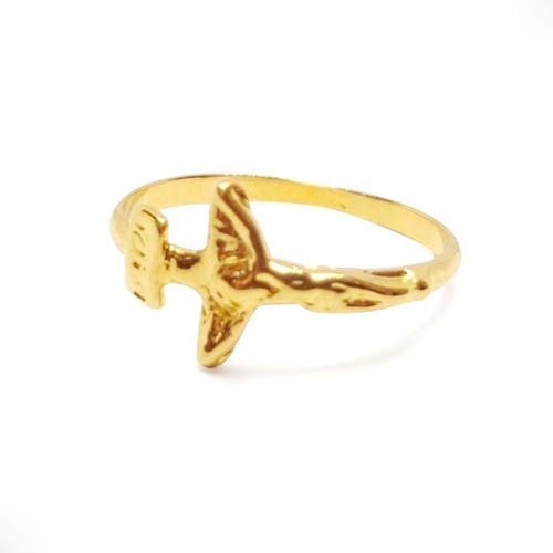 Anillo Con Cruz E Imagen Laminado En Oro 18k Religioso