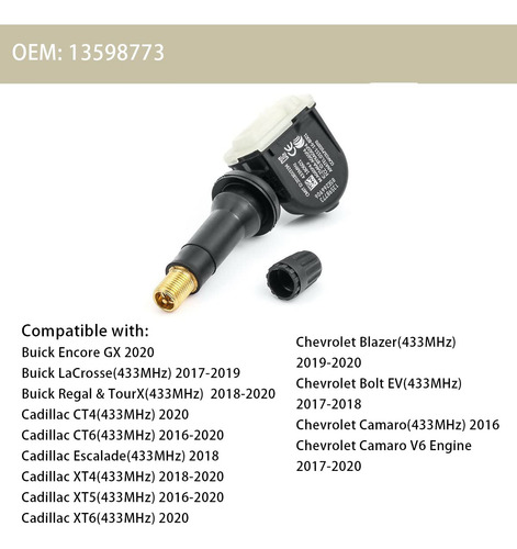 Kit Sensor Pressão Pneu Para Chevrolet S10 2017-2022