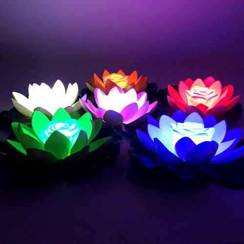 Luz Nocturna Artificial Flotante De Loto Led Lotus Energy