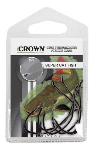 Anzol Crown Super Cat Fish Black Nº 1/0 - 5 Peças